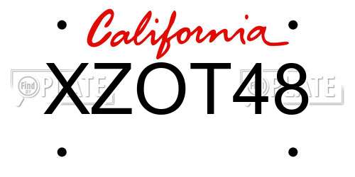 XZOT48 California License Plate