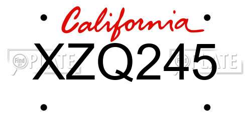 XZQ245 California License Plate