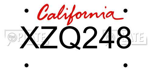 XZQ248 California License Plate
