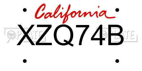 XZQ74B California License Plate