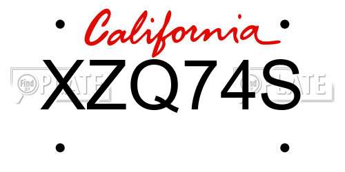 XZQ74S California License Plate