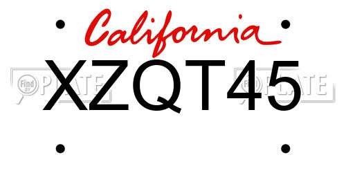 XZQT45 California License Plate