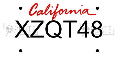 XZQT48 California License Plate