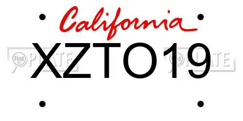 XZTO19 California License Plate