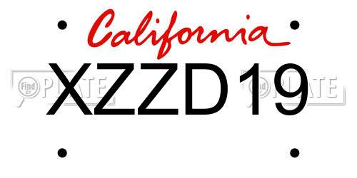 XZZD19 California License Plate