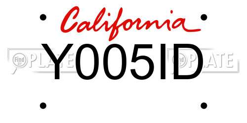Y005ID California License Plate