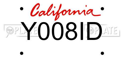Y008ID California License Plate