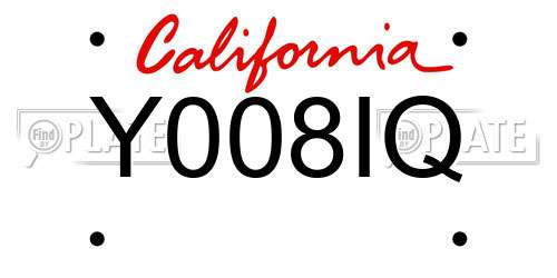 Y008IQ California License Plate