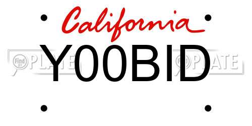 Y00BID California License Plate