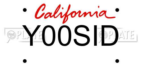 Y00SID California License Plate