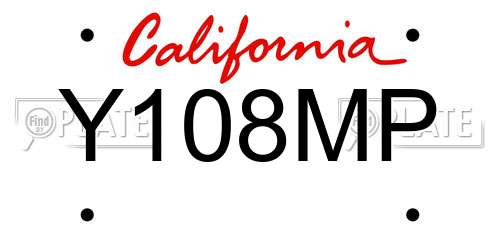 Y108MP California License Plate