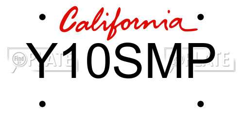 Y10SMP California License Plate
