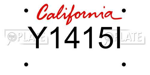 Y1415I California License Plate