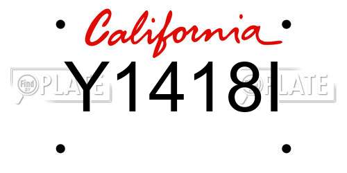 Y1418I California License Plate