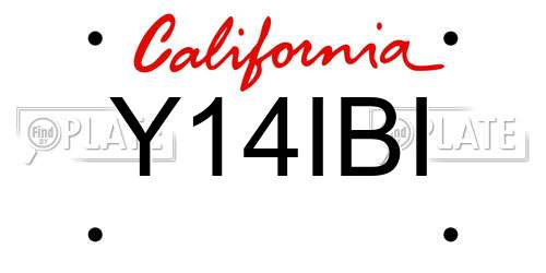 Y14IBI California License Plate