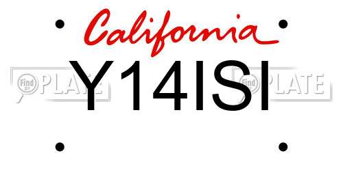 Y14ISI California License Plate
