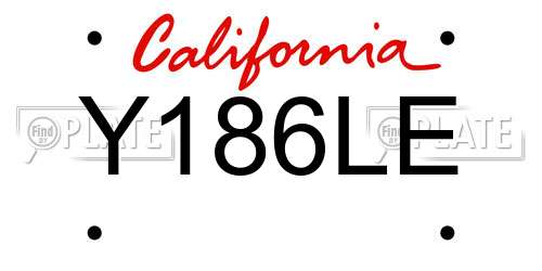 Y186LE California License Plate