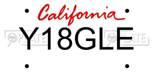 Y18GLE California License Plate