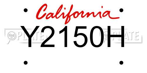 Y2150H California License Plate