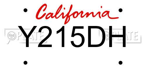 Y215DH California License Plate