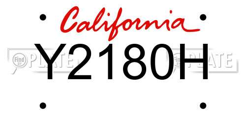 Y2180H California License Plate