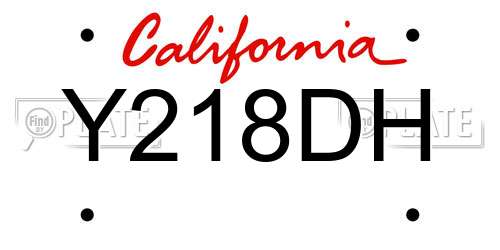 Y218DH California License Plate