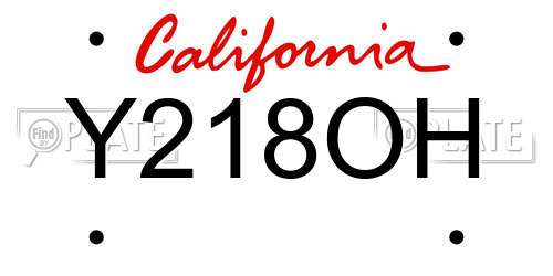 Y218OH California License Plate