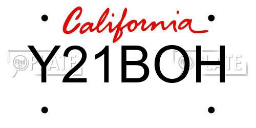 Y21BOH California License Plate