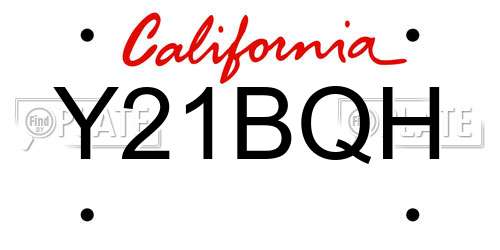 Y21BQH California License Plate
