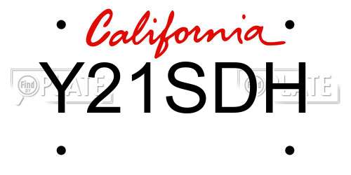 Y21SDH California License Plate