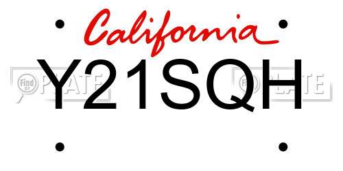Y21SQH California License Plate
