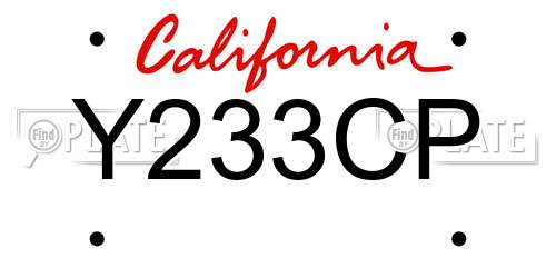 Y233CP California License Plate