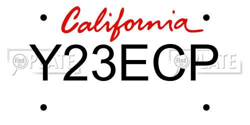 Y23ECP California License Plate