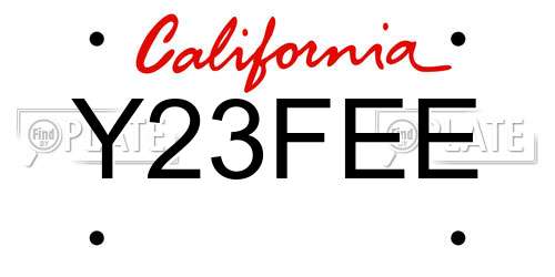 Y23FEE California License Plate