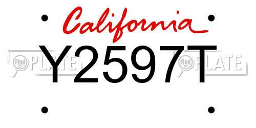 Y2597T California License Plate
