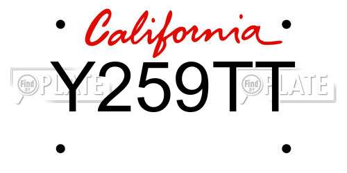 Y259TT California License Plate