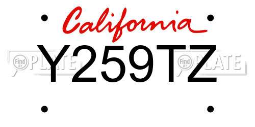 Y259TZ California License Plate