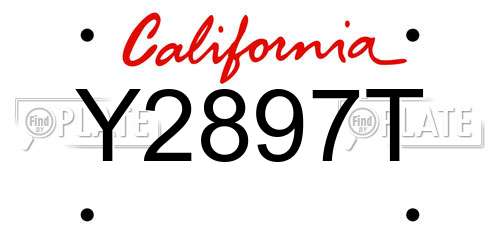 Y2897T California License Plate