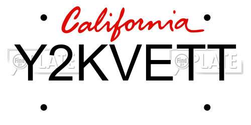 Y2KVETT California License Plate