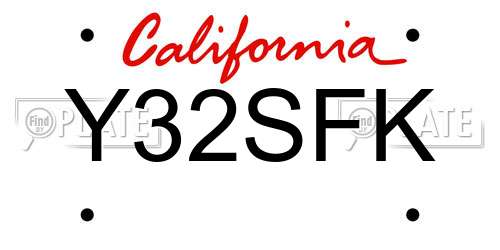 Y32SFK California License Plate