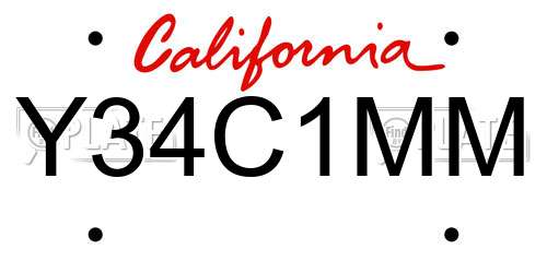 Y34C1MM California License Plate