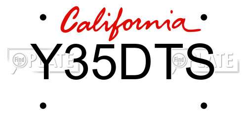 Y35DTS California License Plate