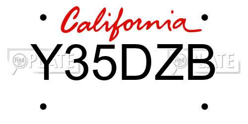 Y35DZB California License Plate