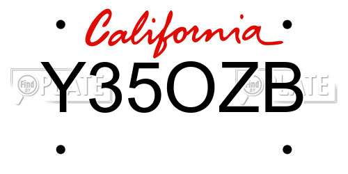 Y35OZB California License Plate
