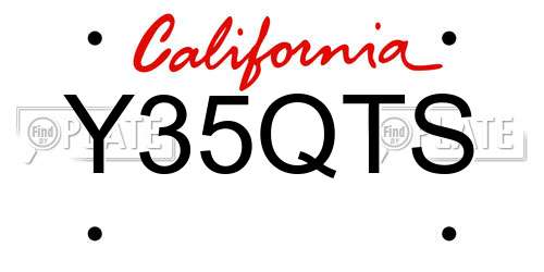 Y35QTS California License Plate