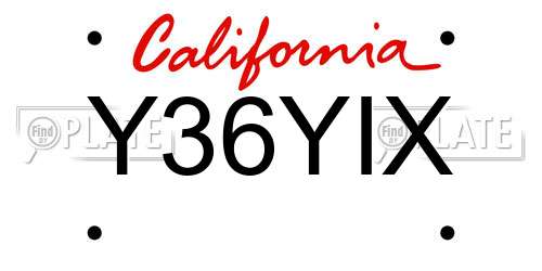 Y36YIX California License Plate