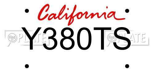 Y380TS California License Plate