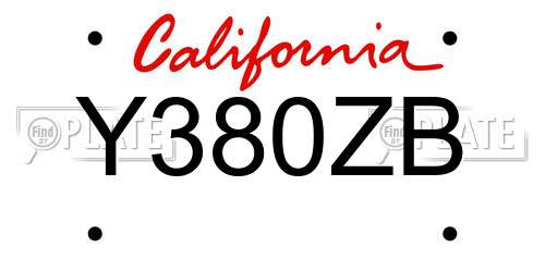 Y380ZB California License Plate