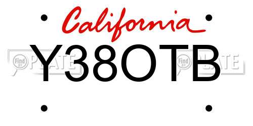 Y38OTB California License Plate