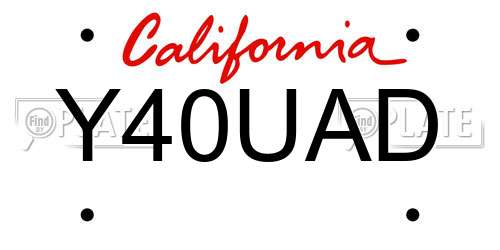 Y40UAD California License Plate